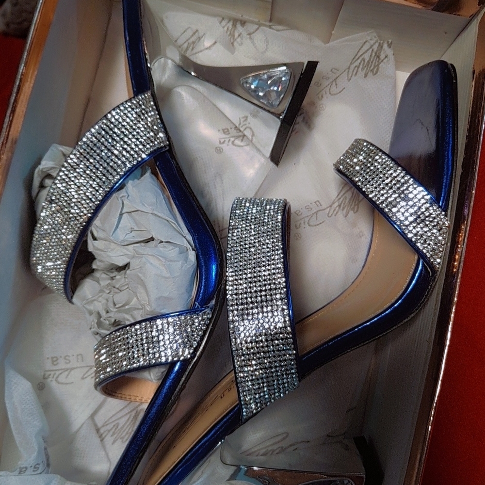 Elegant Blue and Silver Women's Shoes